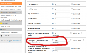 hourly email limit whm 2