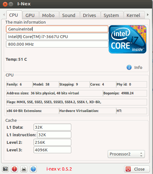 chart of cpuinfo model vs name