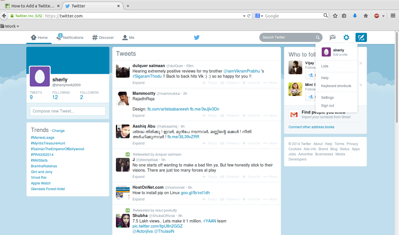 Twitter home page.