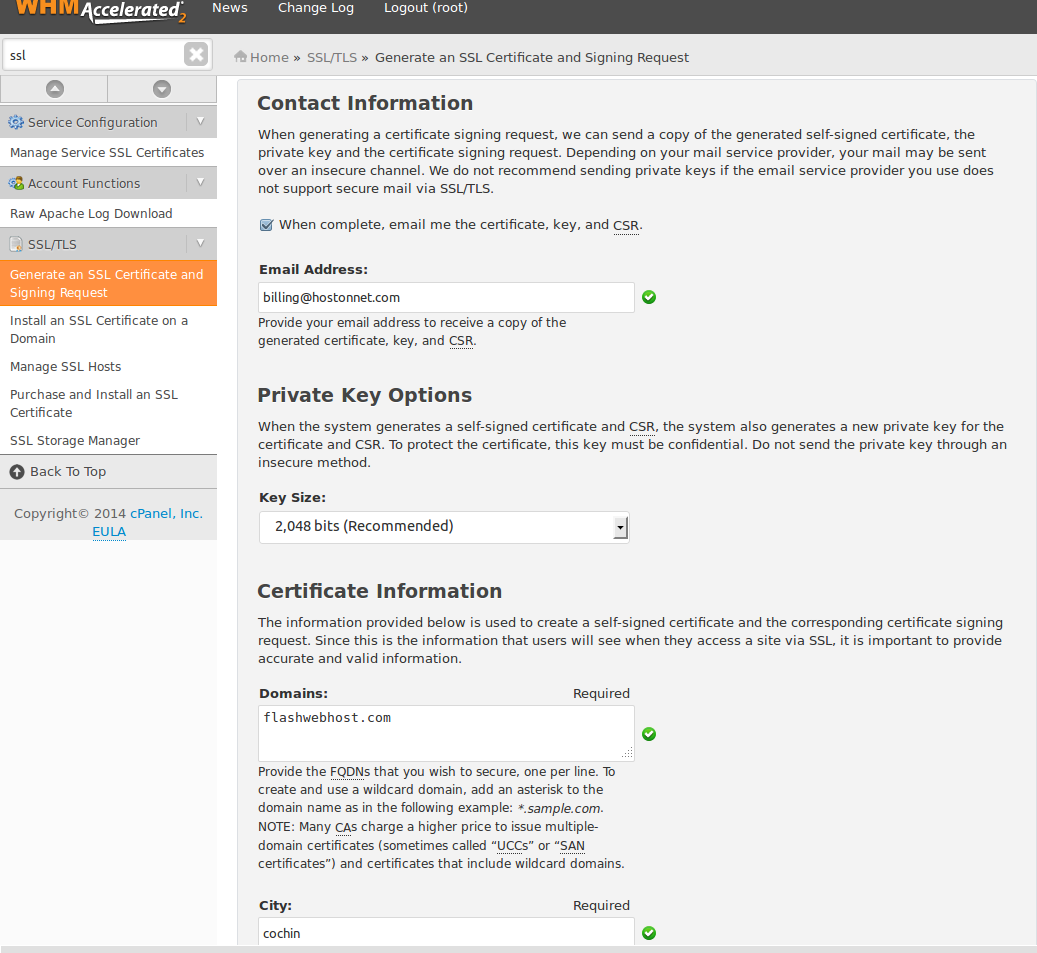 2 generate key csr Request Generating a HostOnNet.com Signing Certificate