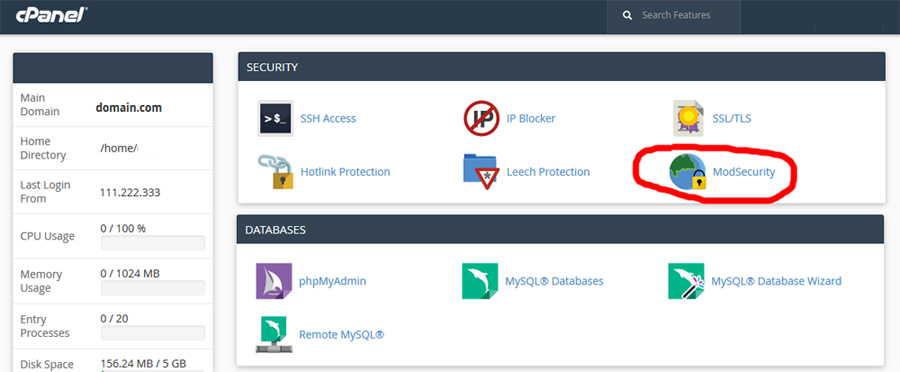 comodo modsecurity cpanel