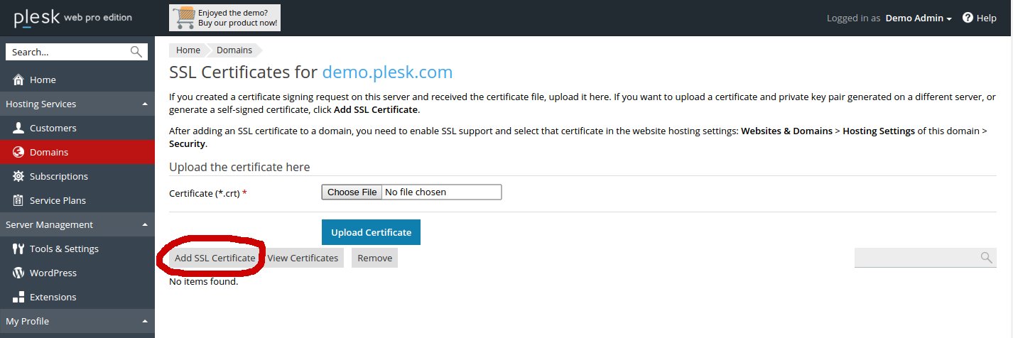 Add SSL in Plesk 12.5