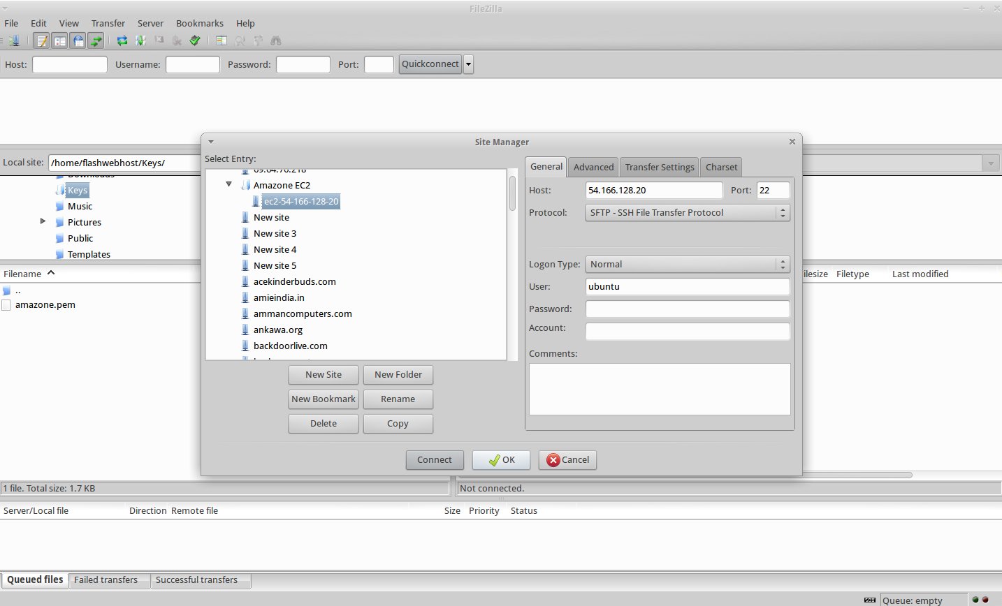 filezilla port 22 sftp