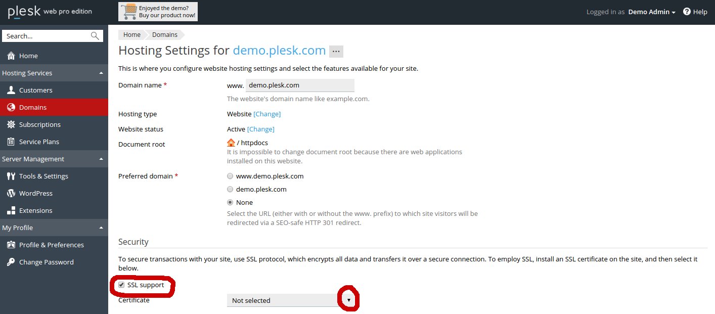 Enable SSL Support on Plesk