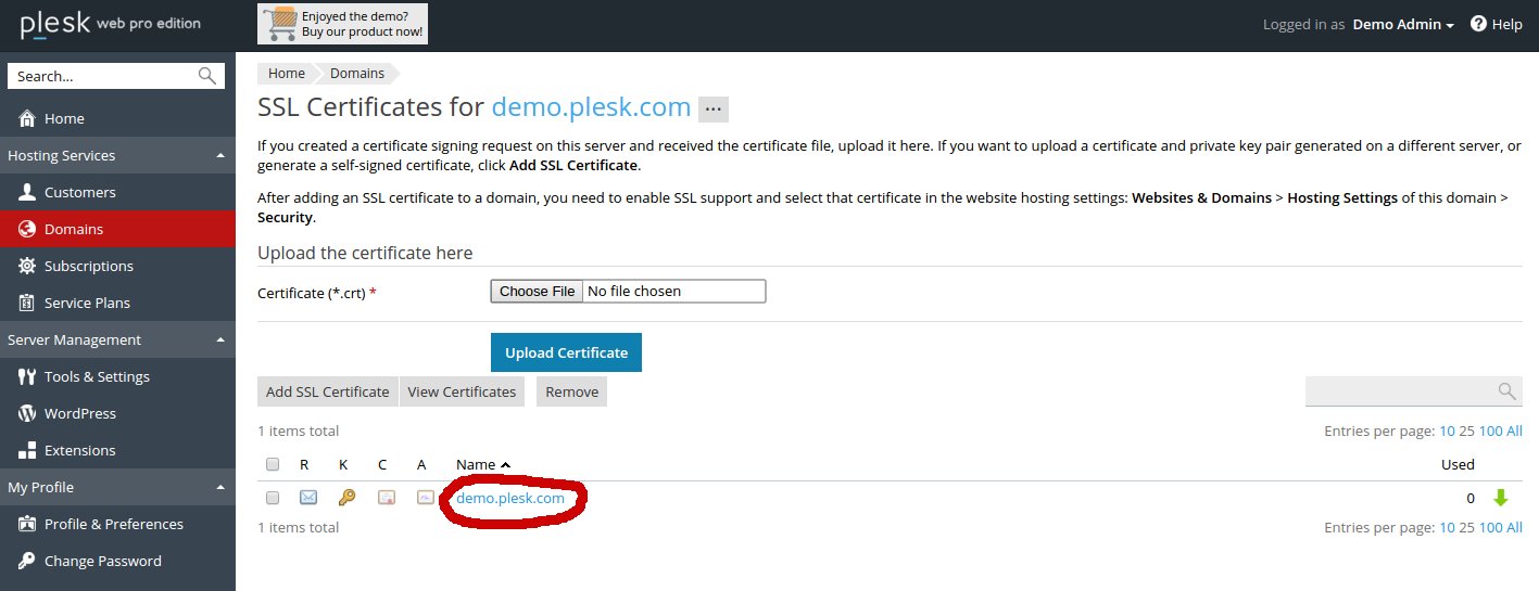 SSL Certificate List