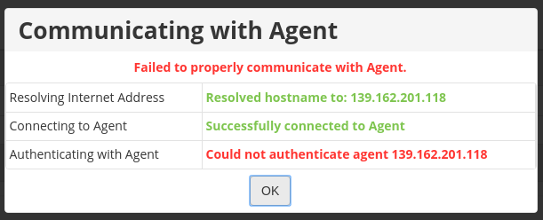 r1soft Could not authenticate agent