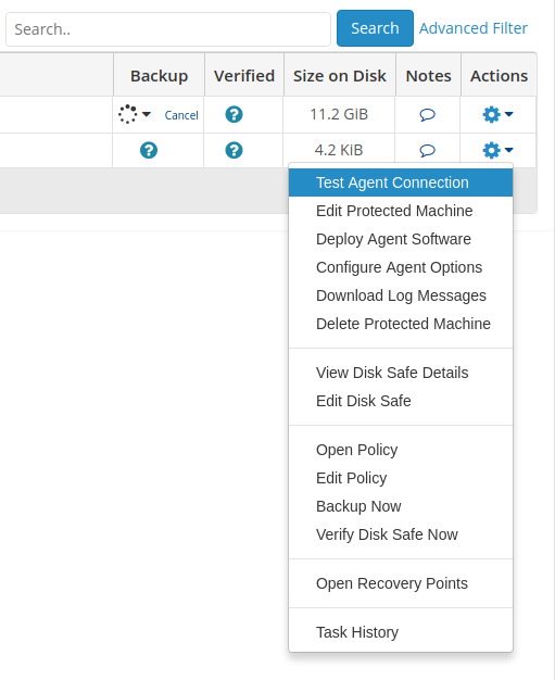 r1soft Server Backup Manager test connection