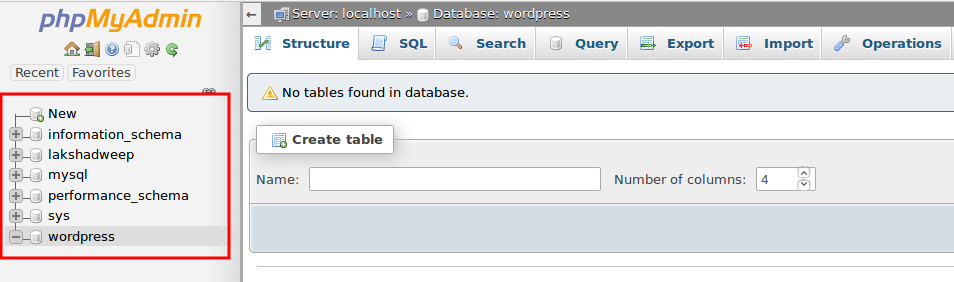 localhost phpmyadmin