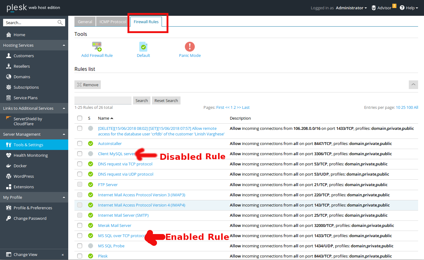 Firewall rules corrupted restarting in 5 seconds как отключить