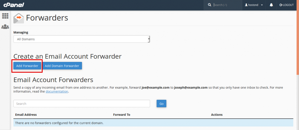 cpanel download emails