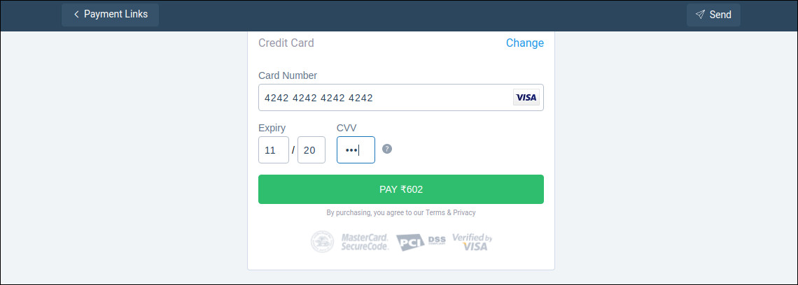 Instamojo test credit card number