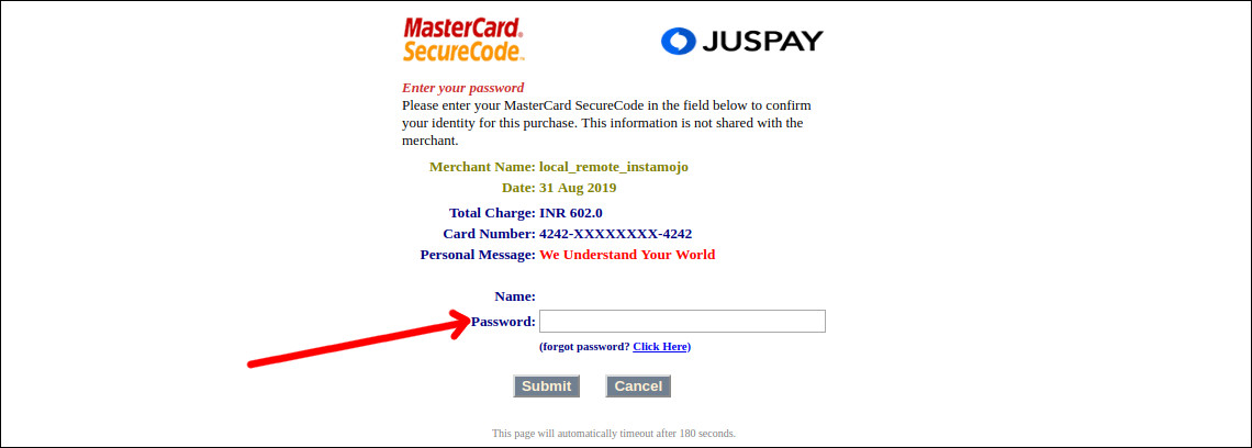 instamojo secure password