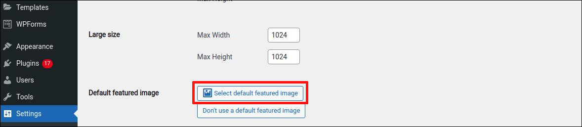 select default featured image